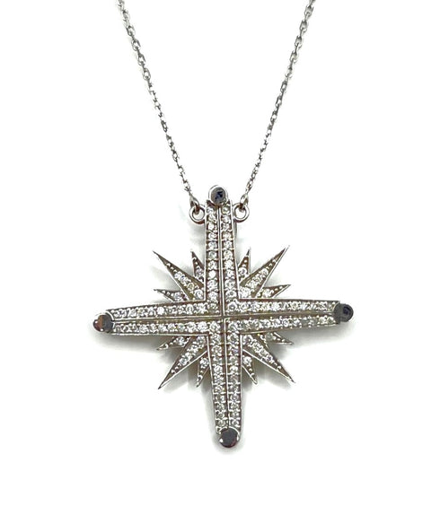 14K Gold & Diamond Classic Star Of Bethlehem Opening Magnetic Necklace